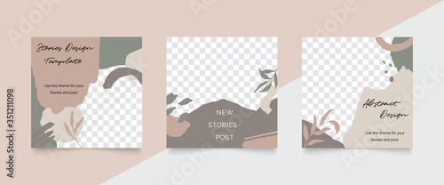 Design backgrounds for social media post and stories. Photo frame template for shop , fashion, blog, web ads. Trendy Memphis design cover. Abstract shape with minimal design. Vector  illustration.