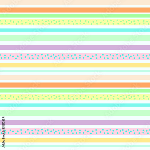 seamless pattern, colored stripes with polka dots on a solid background