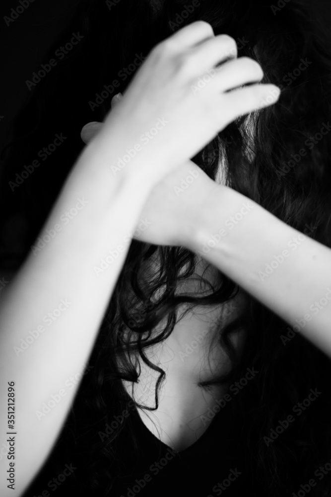 Details of body black and white portrait of beautiful girl Details of body black and white portrait of beautiful girl