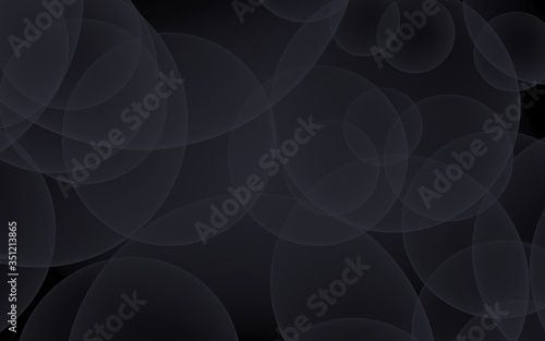 Abstract black background. Backdrop with dark transparent bubbles. 3D illustration