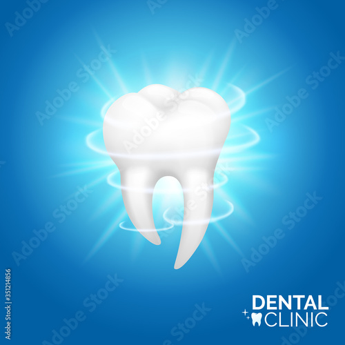 Dental care and teeth whitening banner design. Oral hygiene vector illustration set, realistic style. Dentistry or stomatology