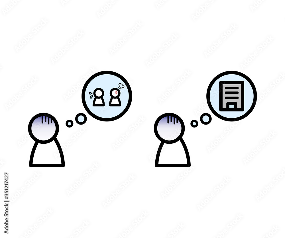 悩む会社員のイラストのセット/アイコン/鬱/五月病 悩む会社員のイラストのセット/アイコン/鬱/五月病