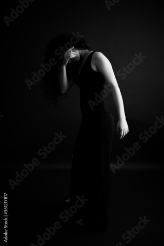 Fashion art studio black and white portrait of beautiful girl  © Наташ Сергеева