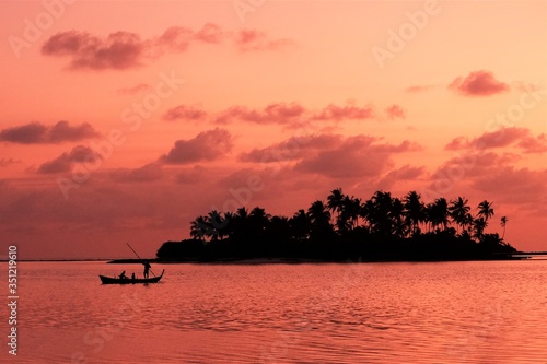 beautiful sunset view of  Lakshdweep island, India,Indian Ocean,long view, dweep