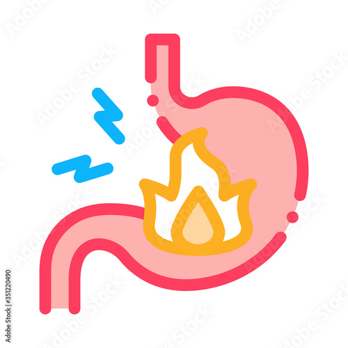severe heartburn stomach pain icon vector. severe heartburn stomach pain sign. color symbol illustration