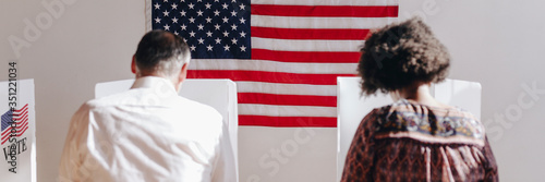 American at a polling booth photo