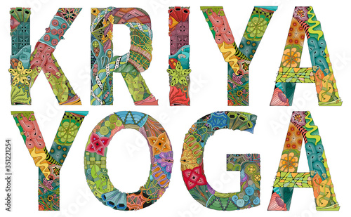 Word KRIYA YOGA. Vector decorative zentangle object