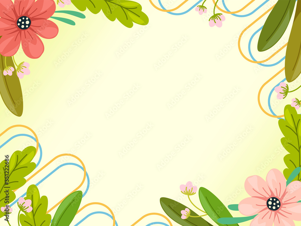 abstract background of. flower, leaf and doodle frame on yellow green floor. Vector design for prints, flyers, banners, invitations card, special offer and more. abstract background of. flower, leaf and doodle frame on yellow green floor. Vector design for prints, flyers, banners, invitations card, special offer and more.