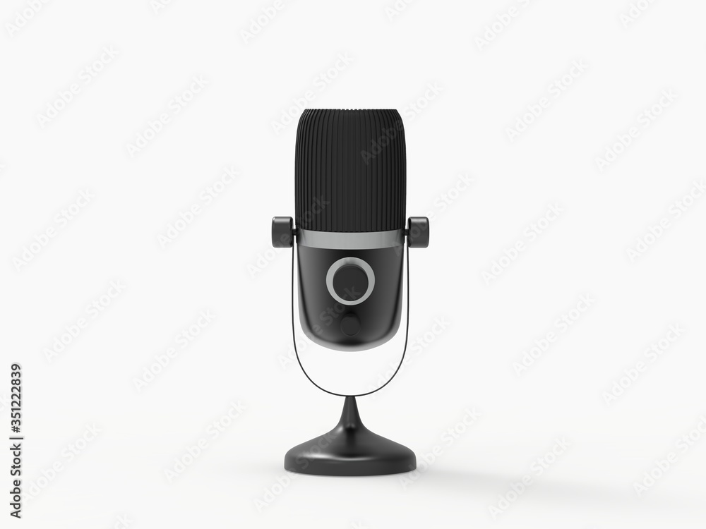 3d microphone. Radio show or audio podcast concept. Vintage microphone rendered illustration 3d microphone. Radio show or audio podcast concept. Vintage microphone rendered illustration