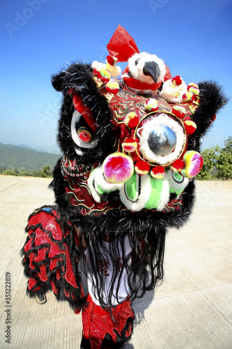 Performers in lion costume