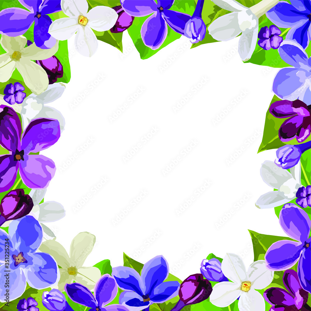 frame with lilac flowers