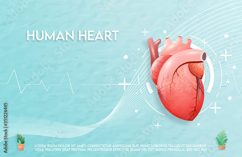 Human heart and treatment watercolor style. A concept hospital for wallpaper and web.