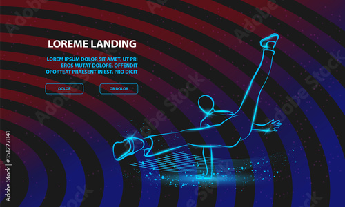 Cool street dancer. Vector Break dance Background for Landing Page Template.