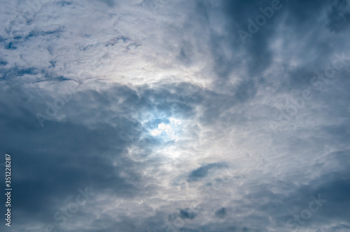 Cloudy sky with clouds. The sky before a thunderstorm. Beautiful natural background