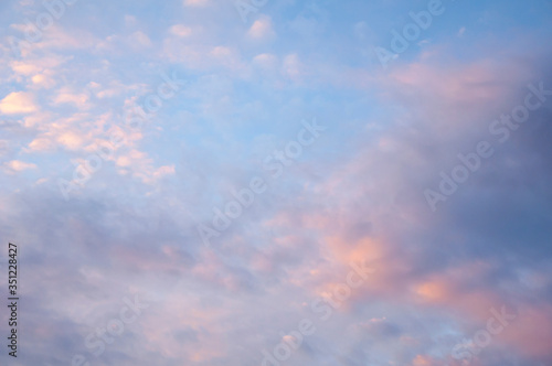 Beautiful sky with clouds at sunset. Beautiful natural background