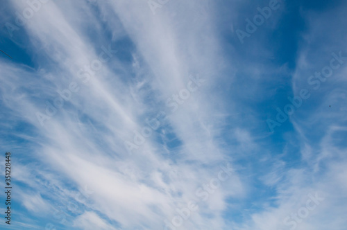 White clouds on a blue sky. Beautiful natural background