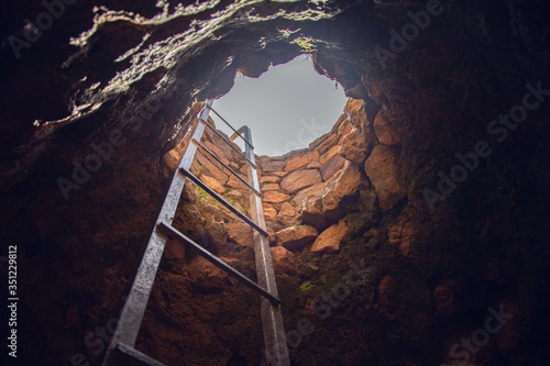 stairs through the pit