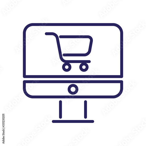 desktop with shopping cart ecommerce