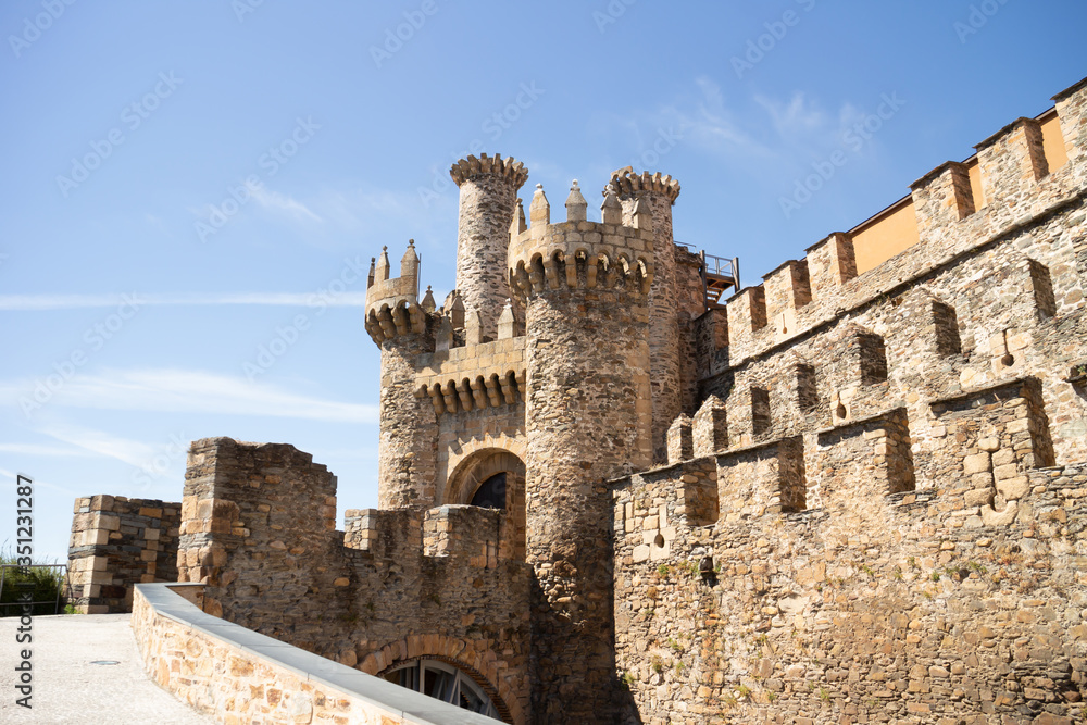 Ponferrada stone castle under a blue sky