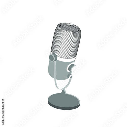 microphone. Radio show or audio podcast concept. Vintage microphone vector illustration