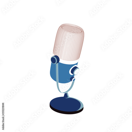microphone. Radio show or audio podcast concept. Vintage microphone vector illustration