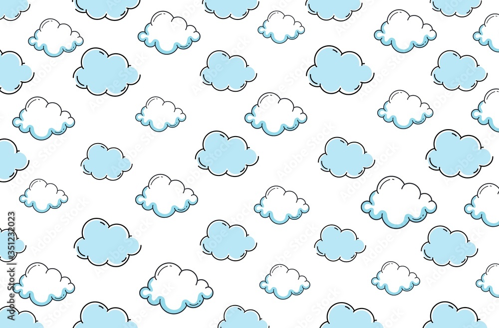 seamless pattern with blue clouds