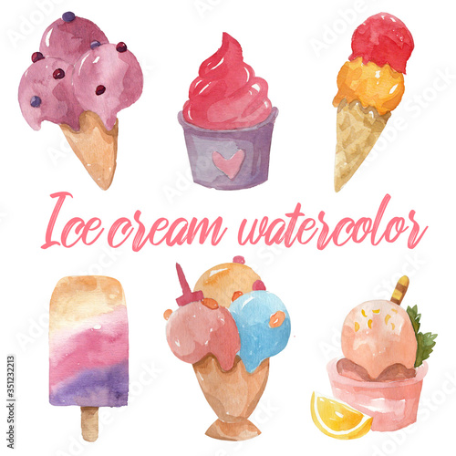 Ice cream watercolor collection