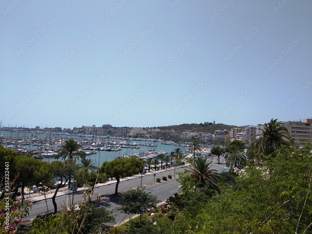 View of the city of Palma de Mallorca from the river