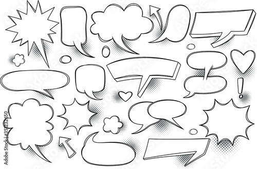 Hand drawn comic speech bubble cartoon, vector illustration