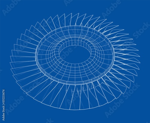 Turbine wheel concept outline. Vector