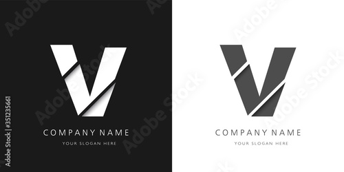 v logo modern letter broken design	