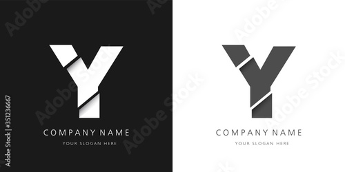 y logo modern letter broken design	