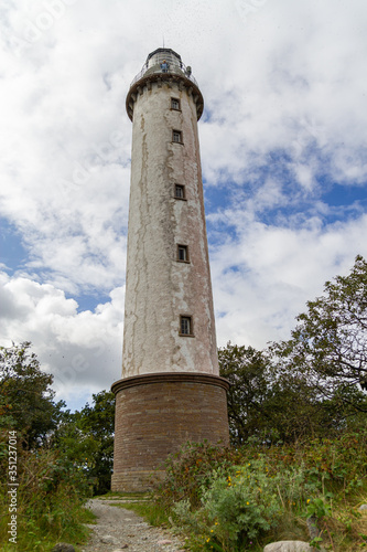 An old white beacon, lighthouse, sightseeing