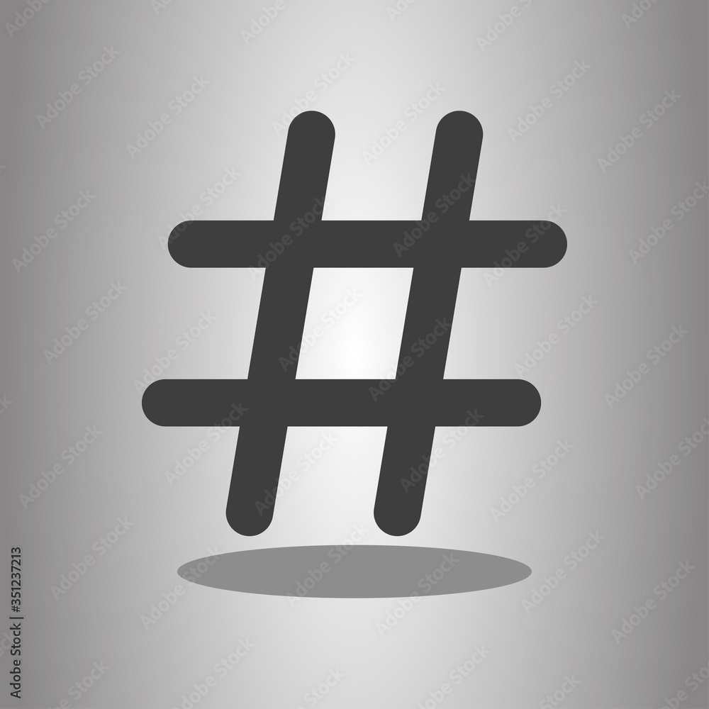 Obraz premium Hashtag simple icon vector with shadow. Flat desing
