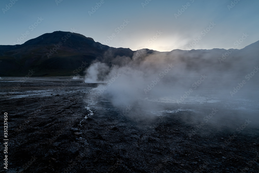 Tatio Geysers early morning at San Pedro de Atacama, Antofagasta 