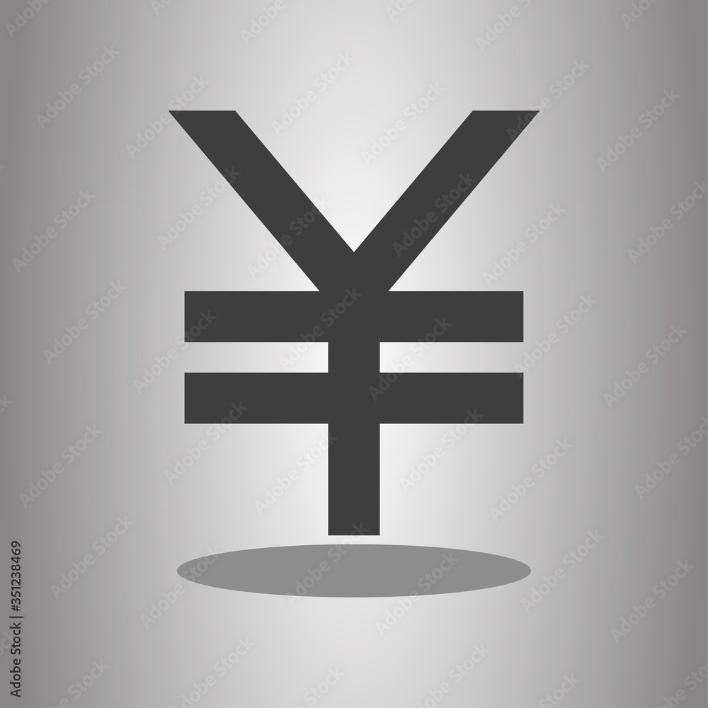 Obraz premium Yen simple icon vector with shadow. Flat desing