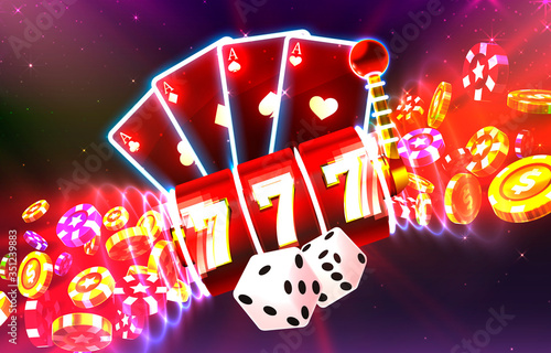 Jackpot casino coin, cash machine play now. Vector