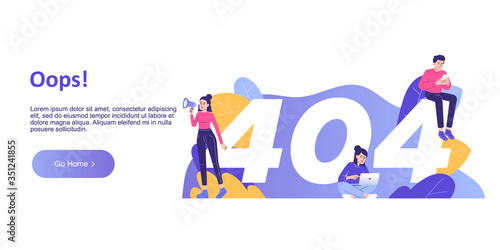 404 page not found error concept. Website under construction. Link to a non-existent page. Landing page template. Isolated modern vector illustration for website, banner, web banner, infographics