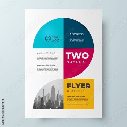 Flyer Two number theme design template cover