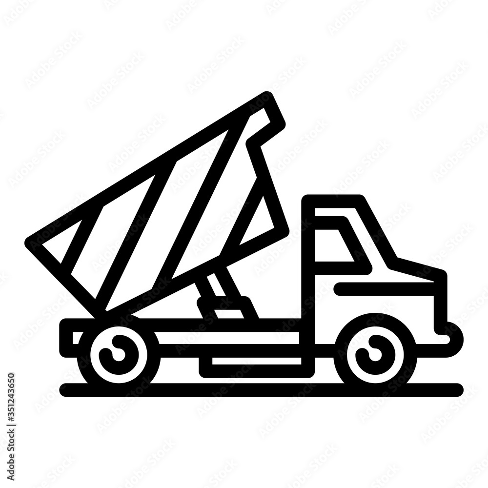 Naklejka premium Construction tipper icon. Outline construction tipper vector icon for web design isolated on white background