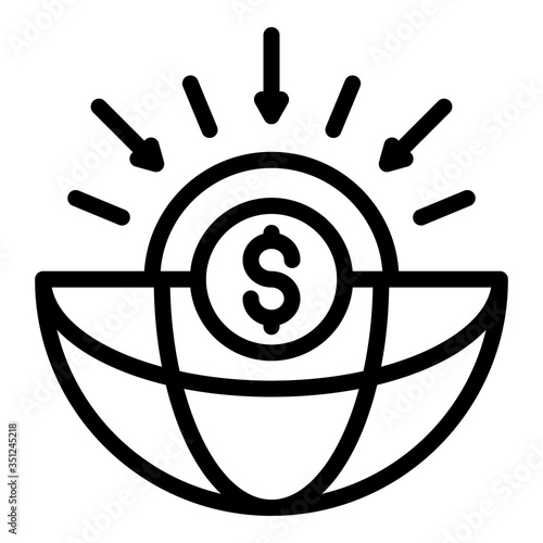 Global money estimate icon. Outline global money estimate vector icon for web design isolated on white background