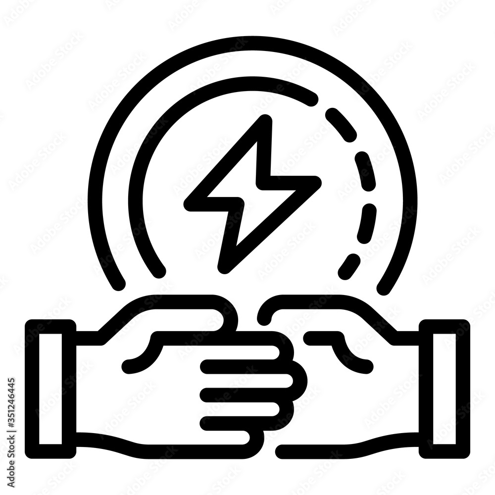 Eco energy handshake icon. Outline eco energy handshake vector icon for web design isolated on white background Eco energy handshake icon. Outline eco energy handshake vector icon for web design isolated on white background