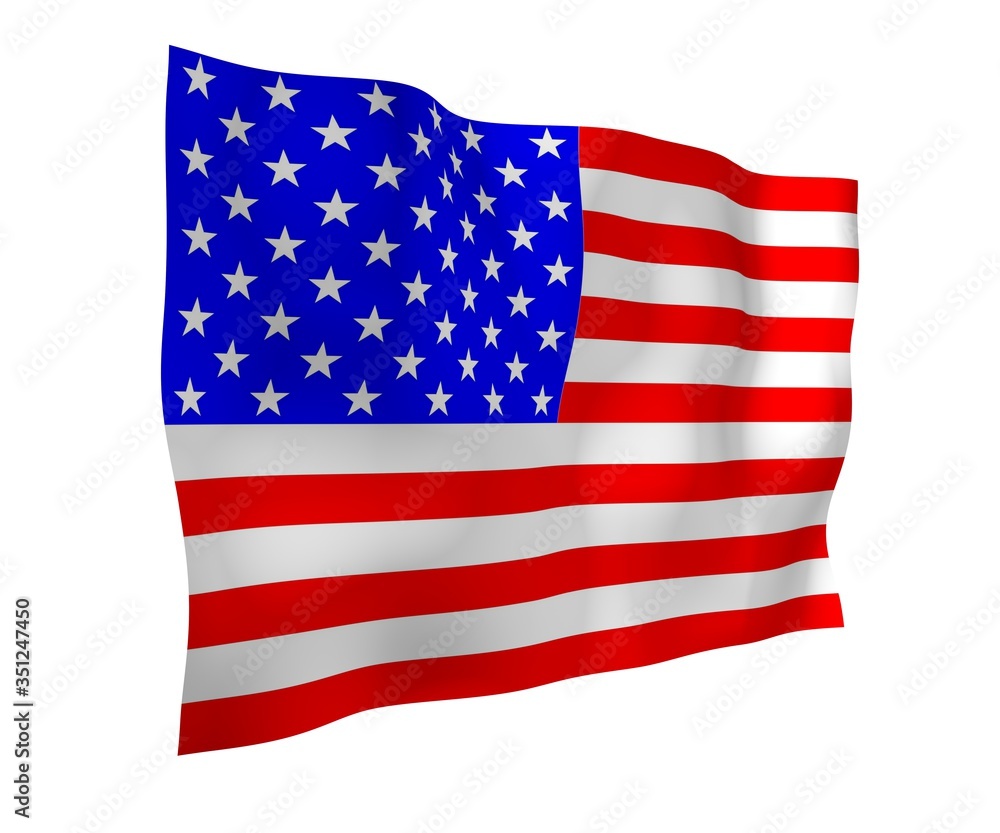 Fototapeta premium Waving flag of the United States of America. Stars and Stripes. State symbol of the USA. 3D illustration