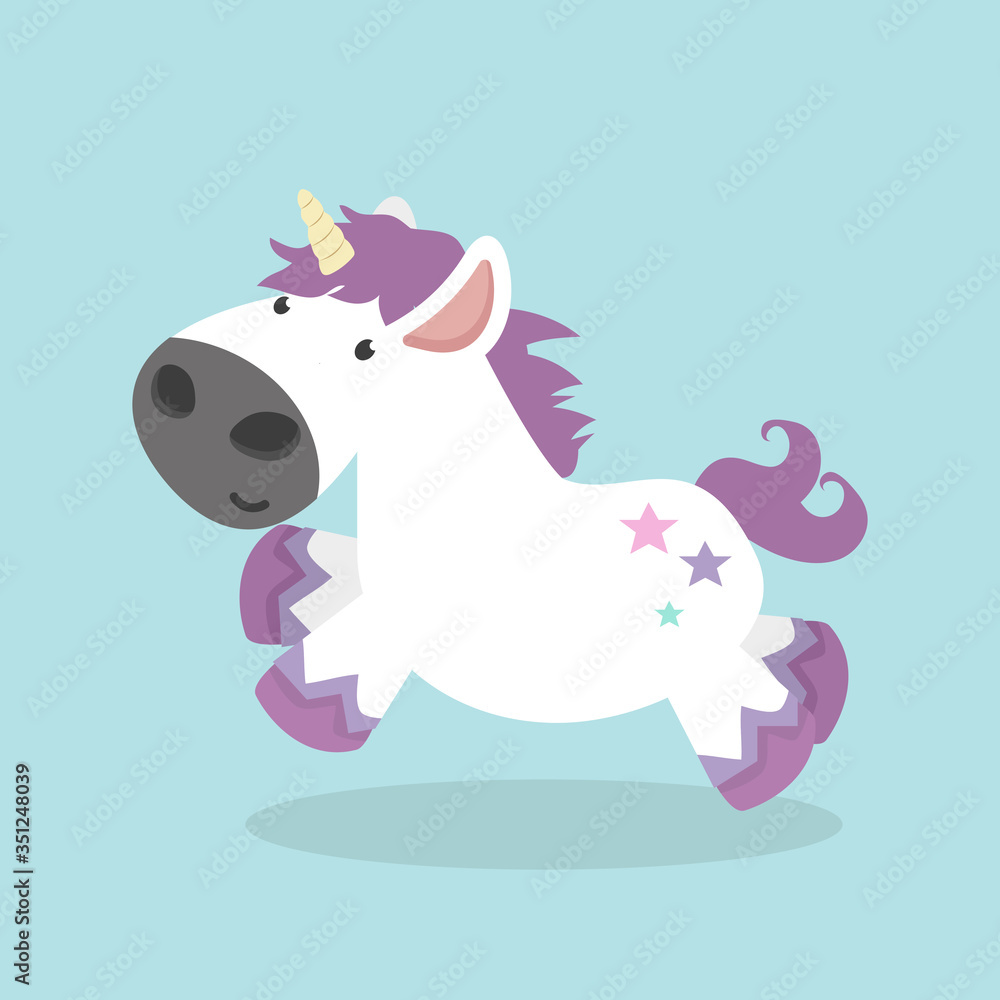 Naklejka premium Cute cartoon unicorn illustration vector