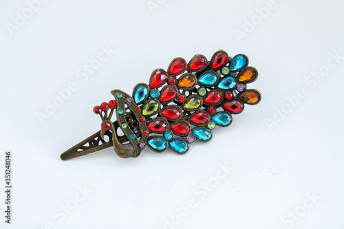 hair ornament with multi-colored stones