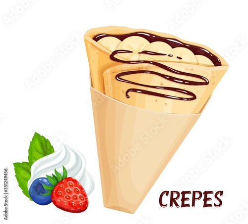 Crepes with bananas and chocolate