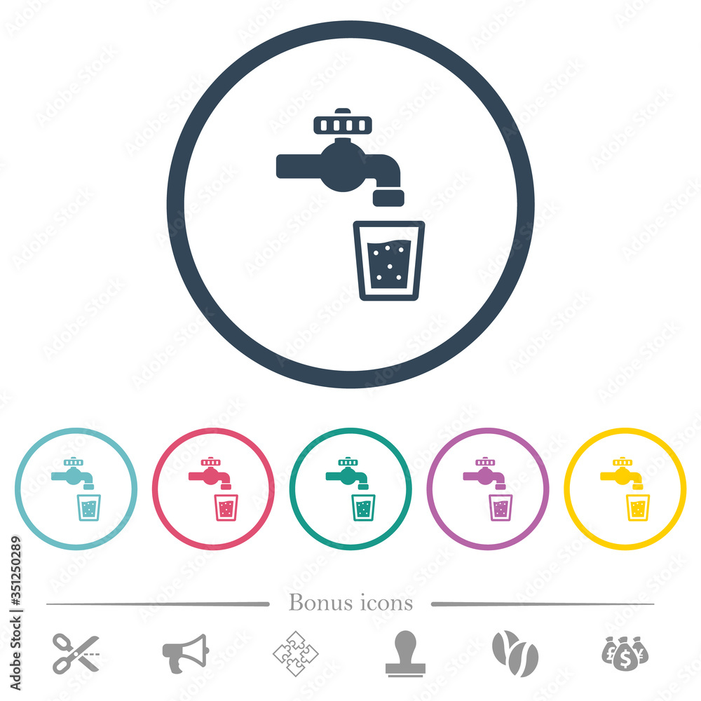 Drinking water flat color icons in round outlines Drinking water flat color icons in round outlines