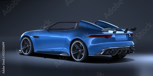 3D rendering of a brand-less generic convertible concept car in studio environment