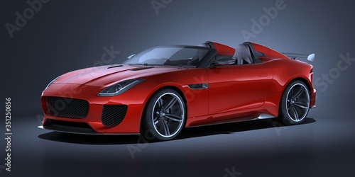 3D rendering of a brand-less generic convertible concept car in studio environment