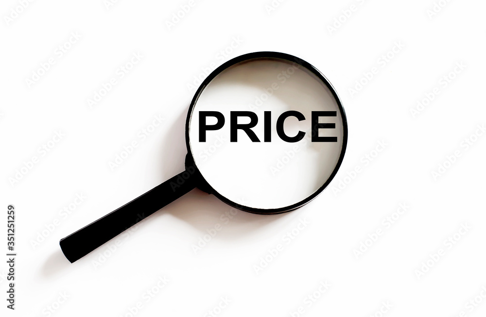 Magnifier with text Price on the white background Magnifier with text Price on the white background